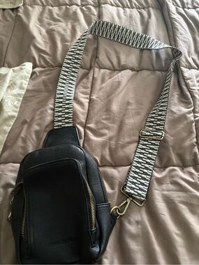 Urban Originals Black Leather Bag with Embossed Logo